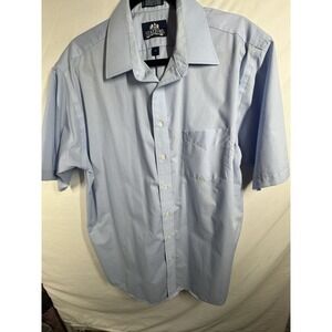 Vtg LANDS' END Oxford Cloth Shirt Mens 15.5 Light Blue Short Sleeve